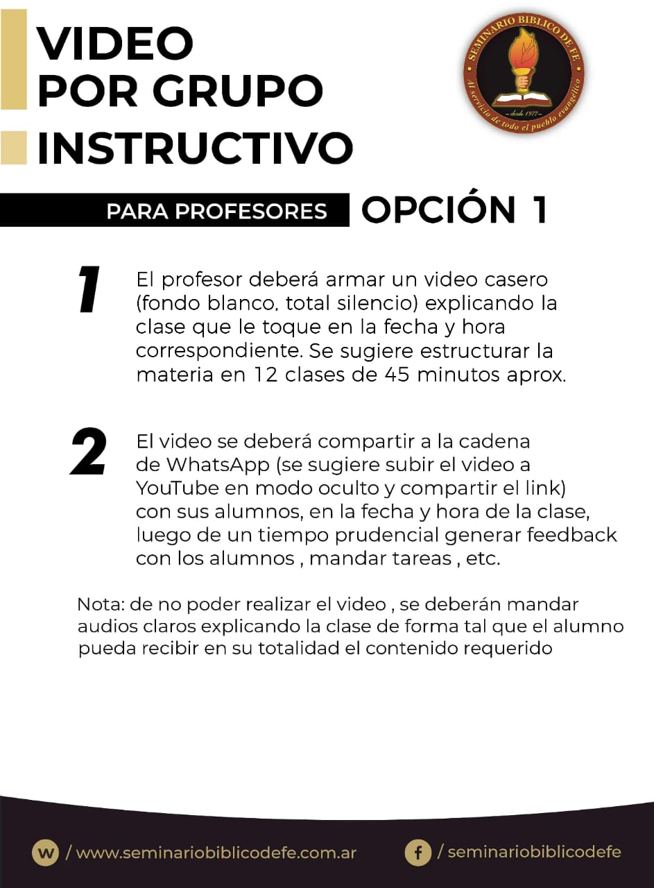 Video por Grupo: Instructivo para Profesores