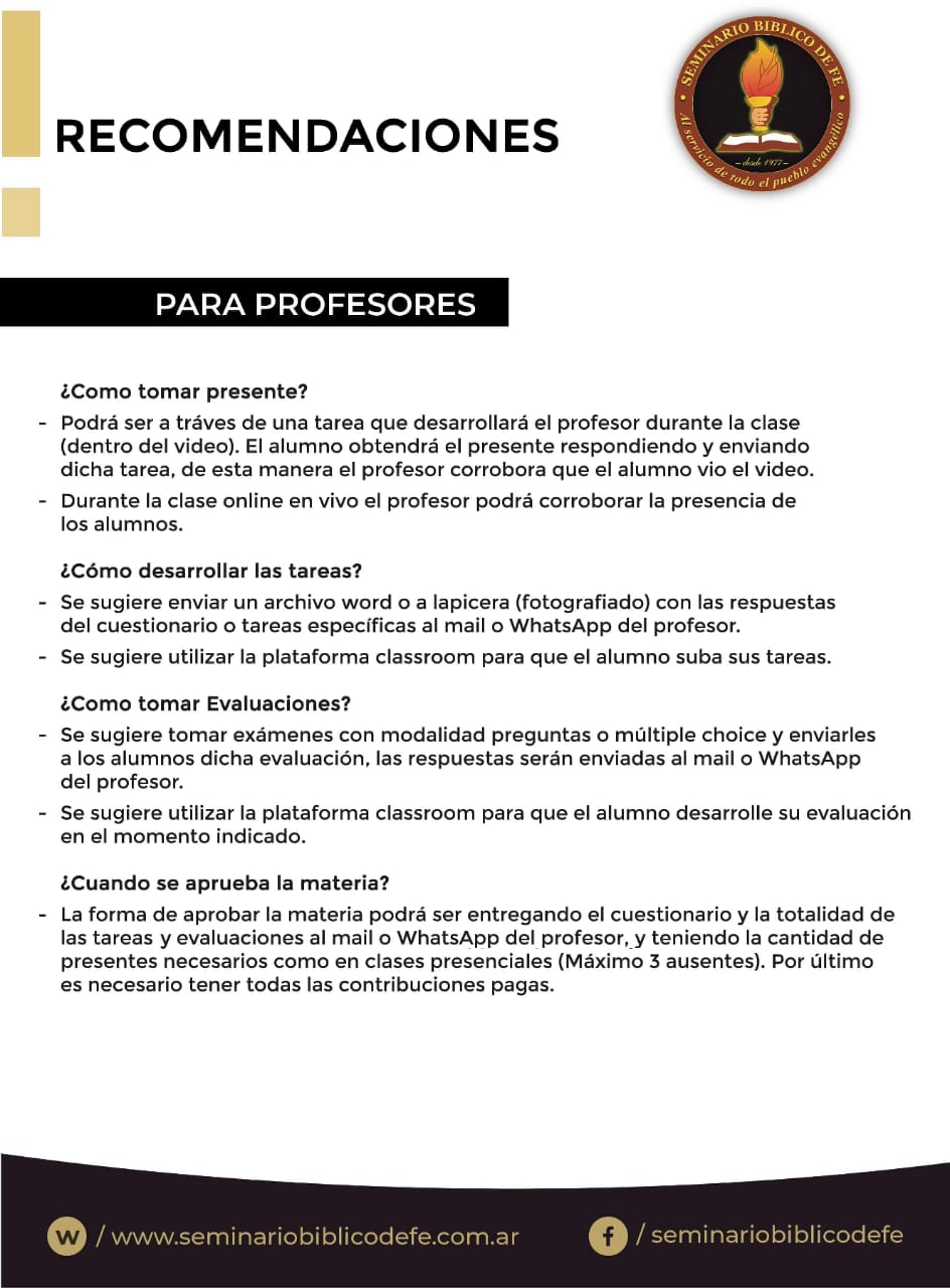 Recomendaciones para Profesores